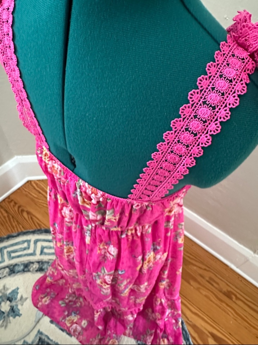 Blu Pepper Pink Floral Tiered Midi Skirt - Picture 6 of 6